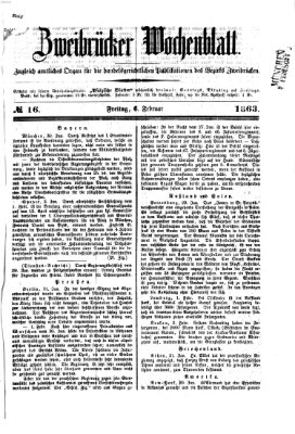 Zweibrücker Wochenblatt Freitag 6. Februar 1863