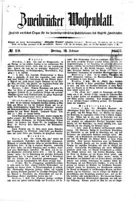 Zweibrücker Wochenblatt Freitag 13. Februar 1863