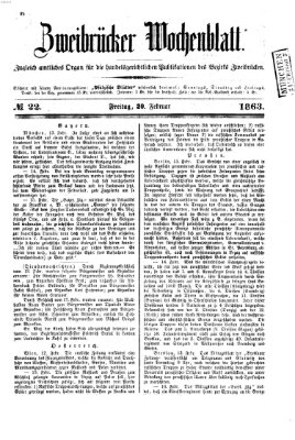 Zweibrücker Wochenblatt Freitag 20. Februar 1863