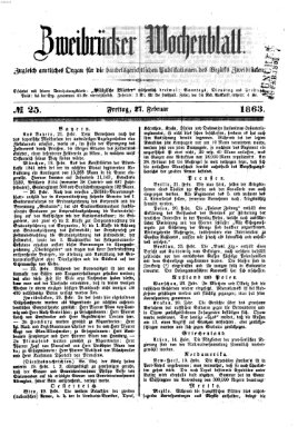 Zweibrücker Wochenblatt Freitag 27. Februar 1863