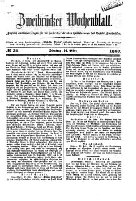 Zweibrücker Wochenblatt Dienstag 10. März 1863