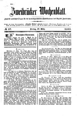 Zweibrücker Wochenblatt Freitag 27. März 1863