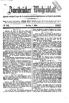 Zweibrücker Wochenblatt Freitag 1. Mai 1863