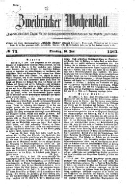 Zweibrücker Wochenblatt Dienstag 16. Juni 1863