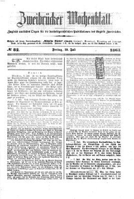 Zweibrücker Wochenblatt Freitag 10. Juli 1863