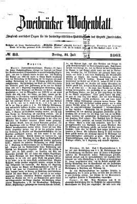 Zweibrücker Wochenblatt Freitag 24. Juli 1863