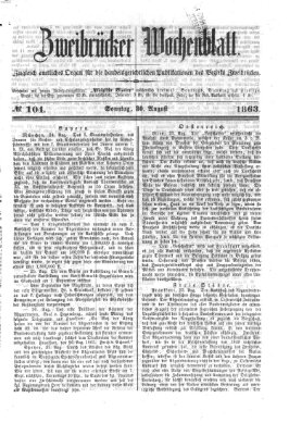 Zweibrücker Wochenblatt Sonntag 30. August 1863