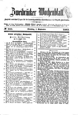 Zweibrücker Wochenblatt Dienstag 1. September 1863