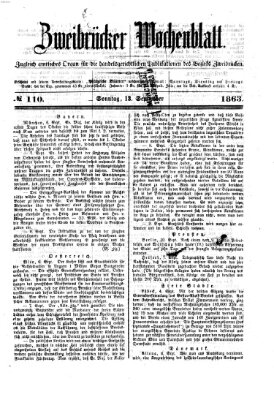 Zweibrücker Wochenblatt Sonntag 13. September 1863