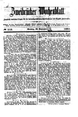 Zweibrücker Wochenblatt Sonntag 20. September 1863