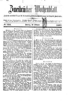 Zweibrücker Wochenblatt Freitag 16. Oktober 1863