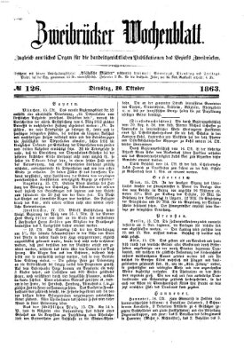 Zweibrücker Wochenblatt Dienstag 20. Oktober 1863