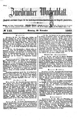 Zweibrücker Wochenblatt Sonntag 29. November 1863