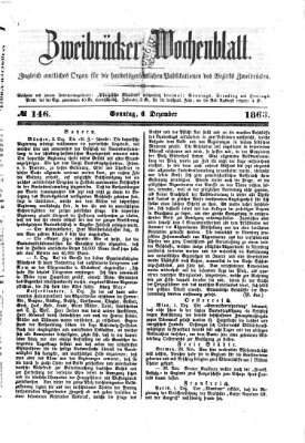 Zweibrücker Wochenblatt Sonntag 6. Dezember 1863