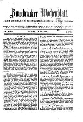 Zweibrücker Wochenblatt Dienstag 15. Dezember 1863