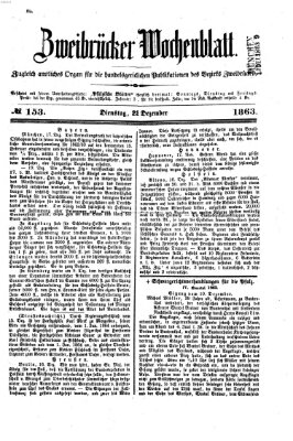 Zweibrücker Wochenblatt Dienstag 22. Dezember 1863