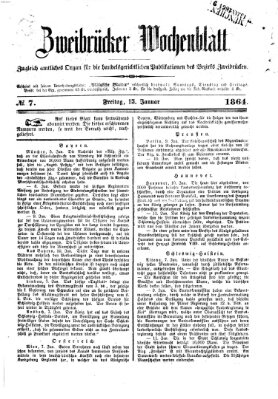 Zweibrücker Wochenblatt Freitag 15. Januar 1864