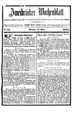 Zweibrücker Wochenblatt Sonntag 27. März 1864