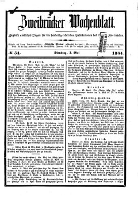 Zweibrücker Wochenblatt Dienstag 3. Mai 1864