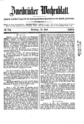 Zweibrücker Wochenblatt Dienstag 14. Juni 1864