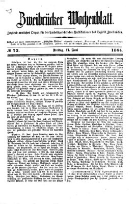 Zweibrücker Wochenblatt Freitag 17. Juni 1864