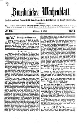 Zweibrücker Wochenblatt Freitag 1. Juli 1864