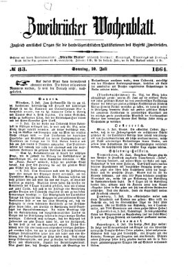 Zweibrücker Wochenblatt Sonntag 10. Juli 1864