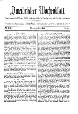 Zweibrücker Wochenblatt Sonntag 24. Juli 1864