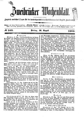 Zweibrücker Wochenblatt Freitag 26. August 1864