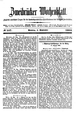 Zweibrücker Wochenblatt Sonntag 4. September 1864