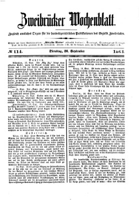 Zweibrücker Wochenblatt Dienstag 20. September 1864