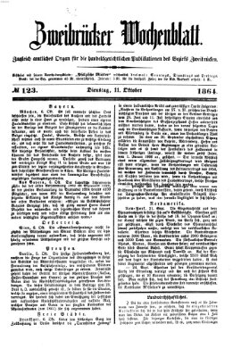 Zweibrücker Wochenblatt Dienstag 11. Oktober 1864