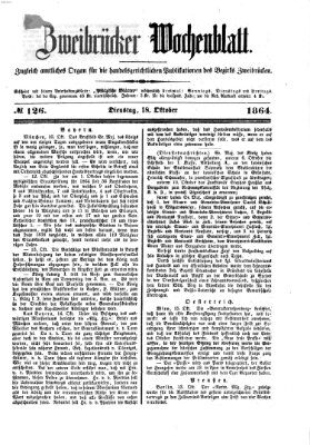 Zweibrücker Wochenblatt Dienstag 18. Oktober 1864