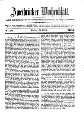 Zweibrücker Wochenblatt Freitag 28. Oktober 1864