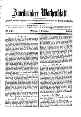 Zweibrücker Wochenblatt Sonntag 6. November 1864