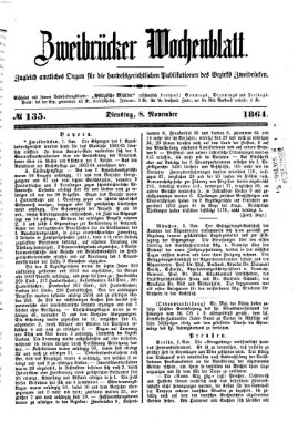 Zweibrücker Wochenblatt Dienstag 8. November 1864