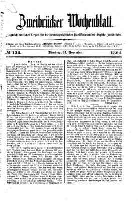 Zweibrücker Wochenblatt Dienstag 15. November 1864