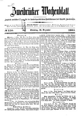 Zweibrücker Wochenblatt Dienstag 13. Dezember 1864