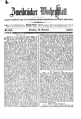 Zweibrücker Wochenblatt Dienstag 20. Dezember 1864