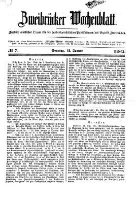 Zweibrücker Wochenblatt Sonntag 15. Januar 1865