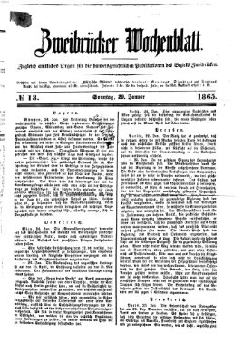 Zweibrücker Wochenblatt Sonntag 29. Januar 1865