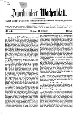 Zweibrücker Wochenblatt Freitag 24. Februar 1865