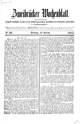 Zweibrücker Wochenblatt Dienstag 28. Februar 1865