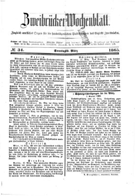 Zweibrücker Wochenblatt Sonntag 19. März 1865