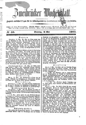 Zweibrücker Wochenblatt Dienstag 16. Mai 1865