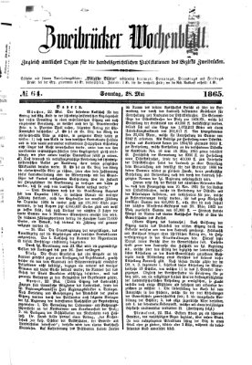 Zweibrücker Wochenblatt Sonntag 28. Mai 1865