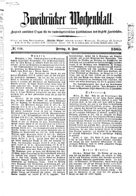 Zweibrücker Wochenblatt Freitag 9. Juni 1865