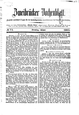 Zweibrücker Wochenblatt Dienstag 13. Juni 1865