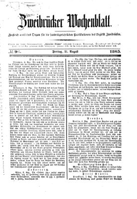 Zweibrücker Wochenblatt Freitag 11. August 1865