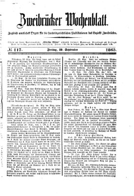 Zweibrücker Wochenblatt Freitag 29. September 1865